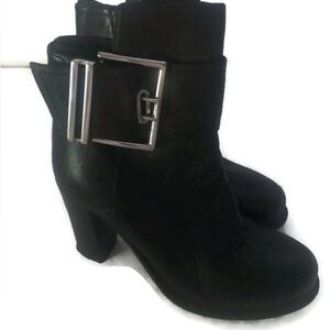 Napoleoni Womens Made In Italy Black Leather Side Zip  Boots With Buckle Sz  38